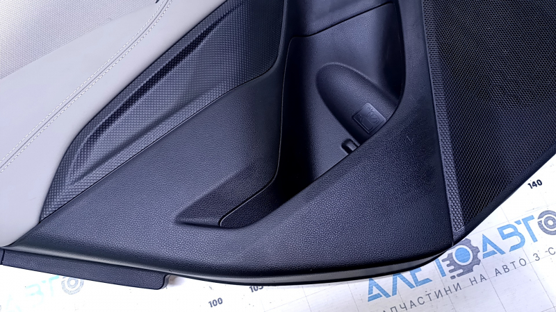 Door trim card rear left Subaru Forester 19- SK black with gray insert cloth, armrest leather gray, molding black matte, scuffs, for dry cleaning, scratches