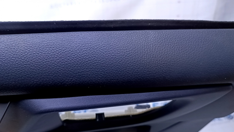 Door trim card rear left Subaru Legacy 15-19 black with black insert leather, armrest black leather, molding dark wood structure, dents, abrasions, scratches, scuffs