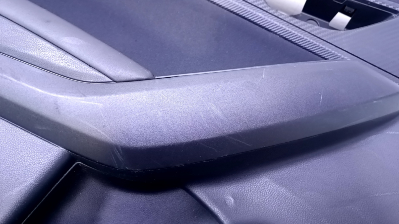 Door trim card rear left Subaru Impreza 17- black with black insert cloth, armrest black leather, molding carbon, scratches, abrasions, scuffs, breakage fastening