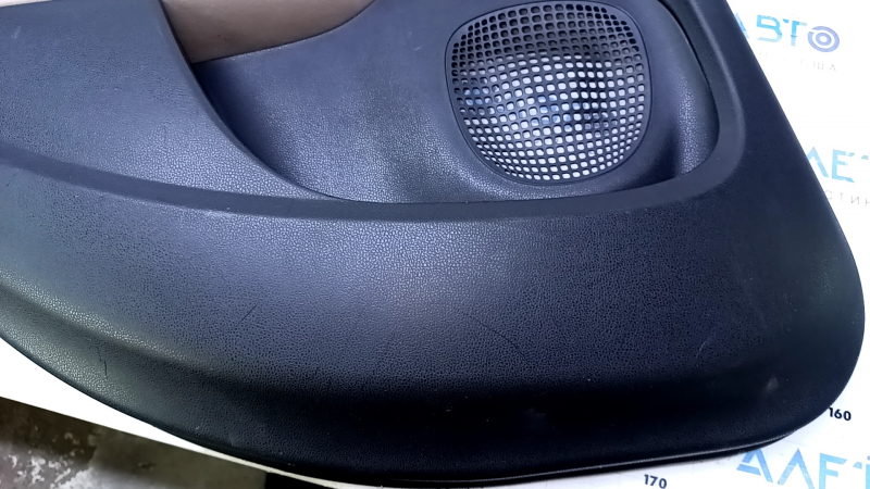 Door trim card rear left Fiat 500L 14- black with beige insert leather, armrest beige leather, scratches, abrasions