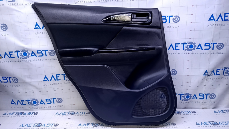 Door trim card rear left Mitsubishi Eclipse Cross 18- black with black insert cloth, armrest black leather, molding black gloss, scuffs, scratches