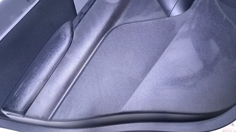 Door trim card rear left Mitsubishi Eclipse Cross 18- black with black insert cloth, armrest black leather, molding black gloss, scuffs, scratches