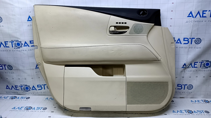 Door trim card front left Lexus RX350 RX450h 10-15 beige with beige insert leather, armrest beige leather, for seat memory, for cleaning, bumps, scratches, dents, abrasions