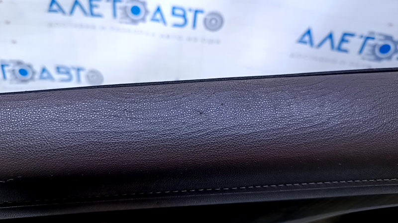 Door trim card rear left Cadillac ATS 13- brown with gray insert leather, armrest brown leather, molding light wood gloss, dents, abrasions, cracked leather, pokes, scuffs