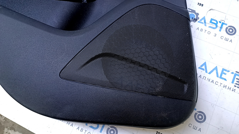 Door trim card rear left Audi Q5 8R 09-17 black with black insert rubber, armrest black rubber, molding dark wood gloss, scratches, abrasions, dents