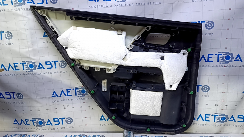 Door trim card rear right Honda Accord 13-17 black with black insert leather, armrest black leather, scuffs, scratches