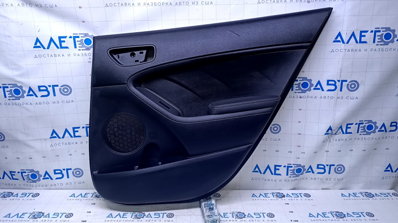 Door trim card rear right Kia Forte 4d 17-18 rest black with black insert plastic, armrest black leather, scuffs, scratches