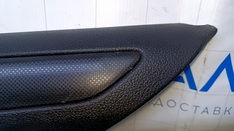 Door trim card rear right VW Jetta 11-18 USA black with black insert plastic, armrest black leather, molding black mat type 1, scratches, abrasions, dents, scuffs