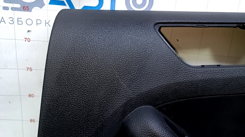 Door trim card rear right VW Jetta 11-18 USA black with black insert plastic, armrest black leather, molding black mat type 1, scratches, abrasions, dents, scuffs