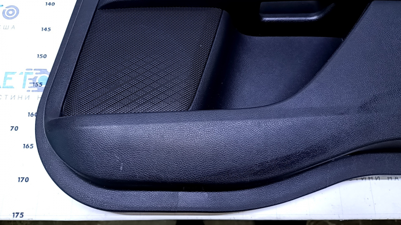 Door trim card rear right Ford Fusion mk5 13-16 black with black insert cloth, armrest black leather, molding gray gloss, scratches, abrasions, dents