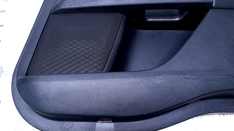 Door trim card rear right Ford Fusion mk5 17-20 black with black insert cloth, armrest black leather, molding gray structure, scratches, abrasions, dents