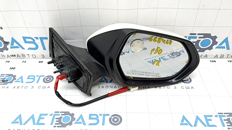 Side mirror right Toyota Prius 50 Prime 17-20 5 pins, heated, white, scratch, cracks in the mirror frame