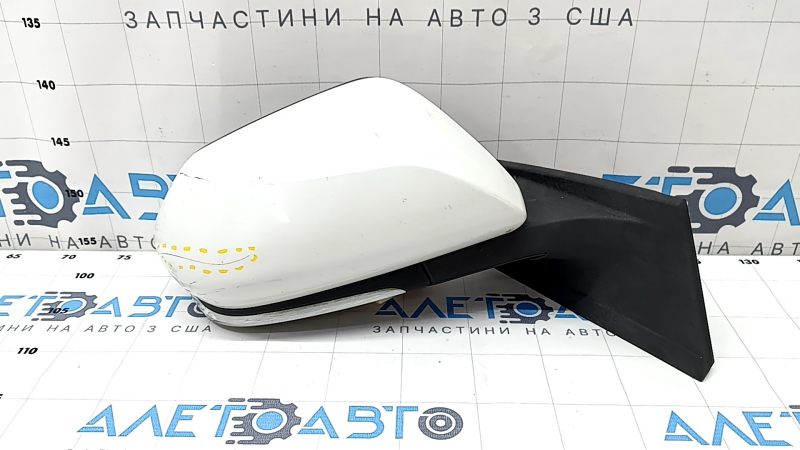 Side mirror right Toyota Prius 50 Prime 17-20 5 pins, heated, white, scratch, cracks in the mirror frame