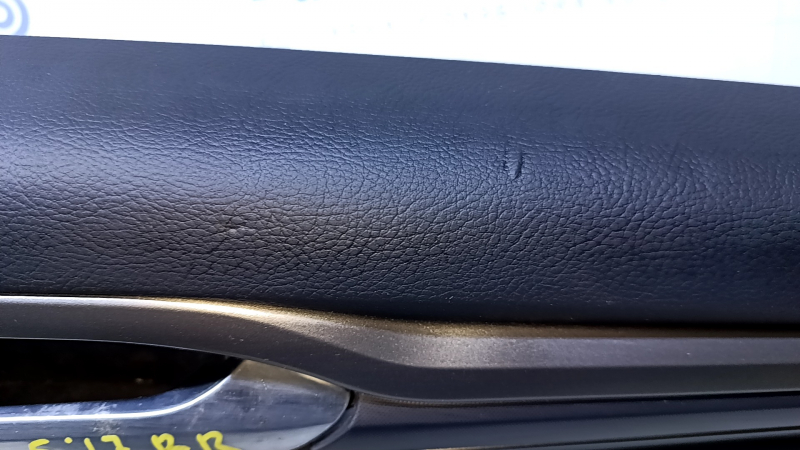 Door trim card rear right Ford Fusion mk5 17-20 black with black insert cloth, armrest black leather, molding gray structure, scratches, abrasions, scuffs, dents
