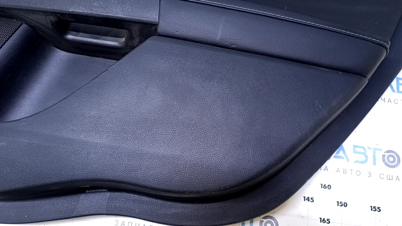 Door trim card rear right Ford Fusion mk5 17-20 black with black insert cloth, armrest black leather, molding gray structure, scratches, abrasions, scuffs, dents