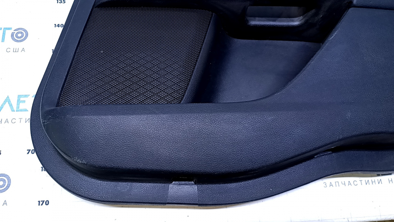 Door trim card rear right Ford Fusion mk5 17-20 black with black insert cloth, armrest black leather, molding gray structure, scratches, abrasions, scuffs, dents