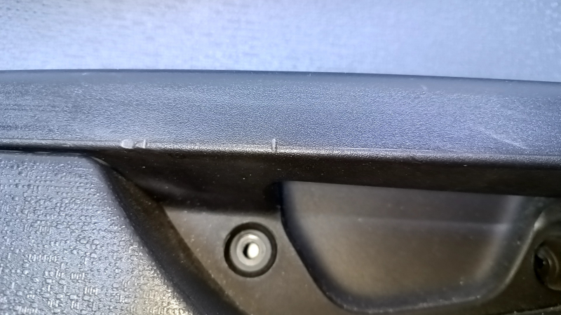 Door trim card rear right Ford Fiesta 11-19 black with black insert plastic, armrest black plastic, scratches, abrasions, scuffs