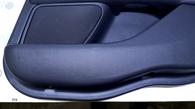 Door trim card rear right Lincoln MKZ 17-20 black with black insert leather, armrest black leather, molding light wood gloss, with backlight, scuffs, scratches, abrasions, pokes