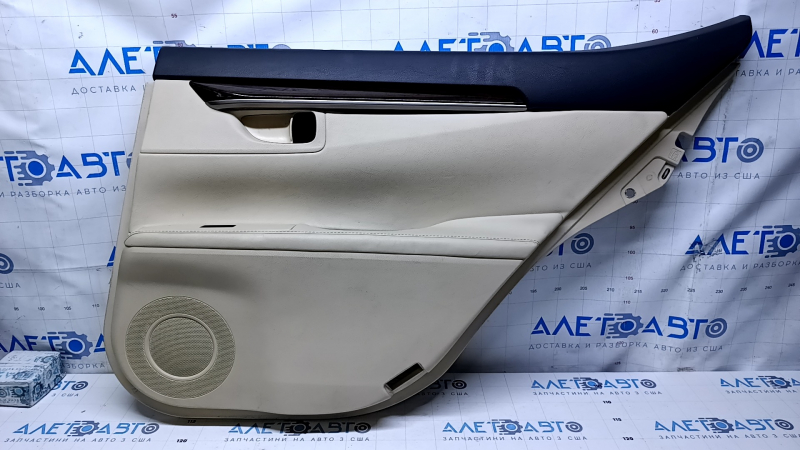 Door trim card rear right Lexus ES300h ES350 13-18 beige with black insert leather, leather armrest, molding under the tree, with illumination, dents, abrasions, scratches