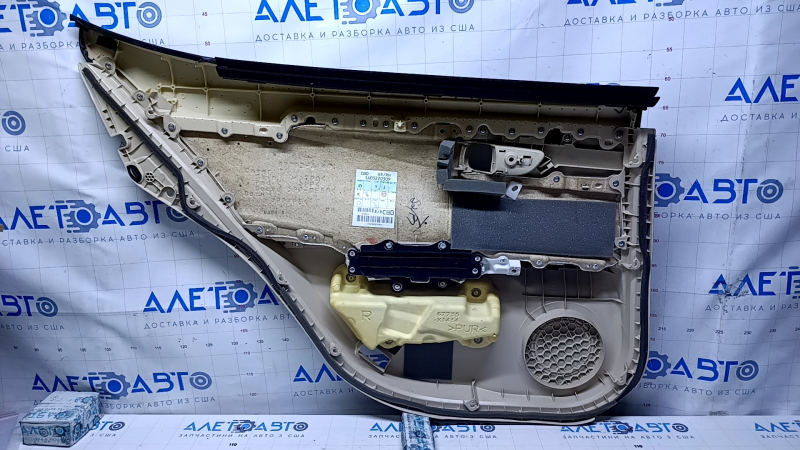 Door trim card rear right Lexus ES300h ES350 13-18 beige with black insert leather, leather armrest, molding under the tree, with illumination, dents, abrasions, scratches