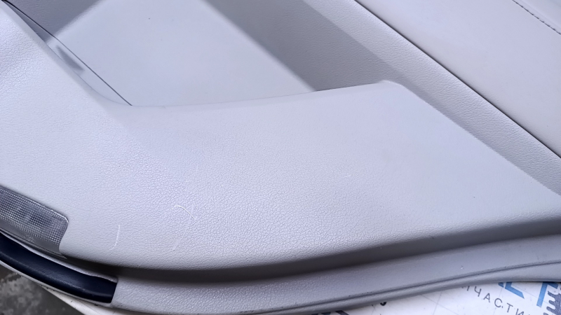 Door trim card rear right Lexus RX350 RX450h 10-15 gray with gray insert leather, armrest gray leather, dent, scuffs, pokes, scratches, abrasions, broken fastening