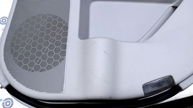Door trim card rear right Lexus RX350 RX450h 10-15 gray with gray insert leather, armrest gray leather, dent, scuffs, pokes, scratches, abrasions, broken fastening