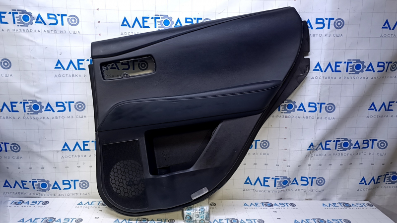 Door trim card rear right Lexus RX350 RX450h 10-15 black with black insert leather, armrest black leather, broken fastening, scuffs, dents, abrasions, scratches
