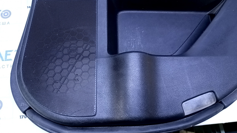 Door trim card rear right Lexus RX350 RX450h 10-15 black with black insert leather, armrest black leather, broken fastening, scuffs, dents, abrasions, scratches