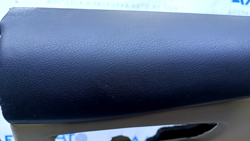 Door trim card rear right Lexus RX350 RX450h 10-15 beige with beige insert leather, armrest beige leather, dent, bumps, abrasions, scratches, tear