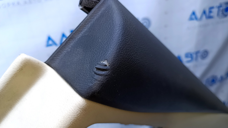 Door trim card rear right Lexus RX350 RX450h 10-15 beige with beige insert leather, armrest beige leather, dent, bumps, abrasions, scratches, tear