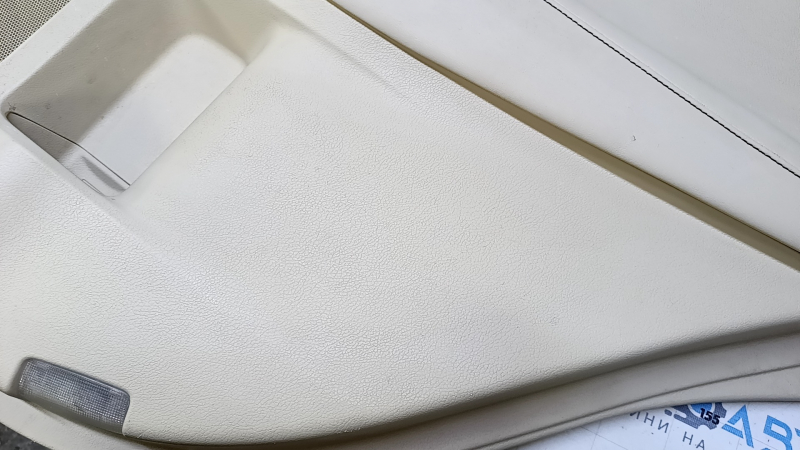 Door trim card rear right Lexus RX350 RX450h 10-15 beige with beige insert leather, armrest beige leather, dent, bumps, abrasions, scratches, tear