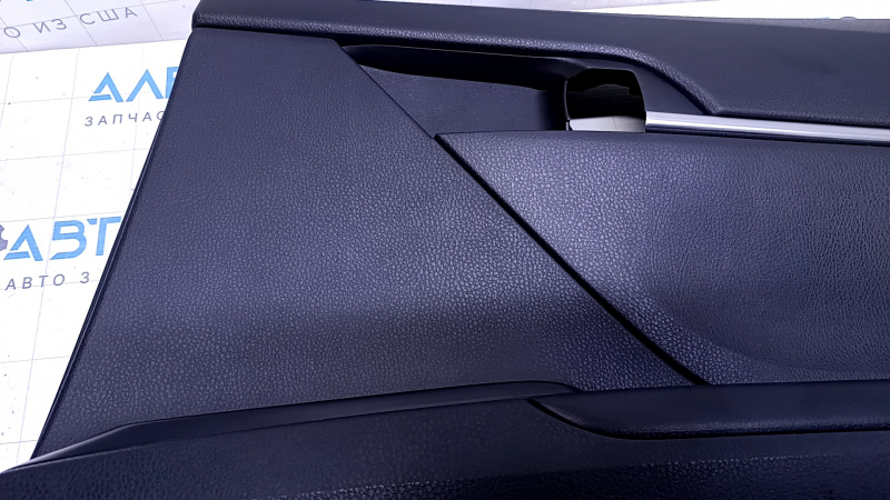 Door trim card rear right Toyota Camry v70 18-24 black with black insert plastic, armrest black rubber, molding chrome, scratches, abrasions