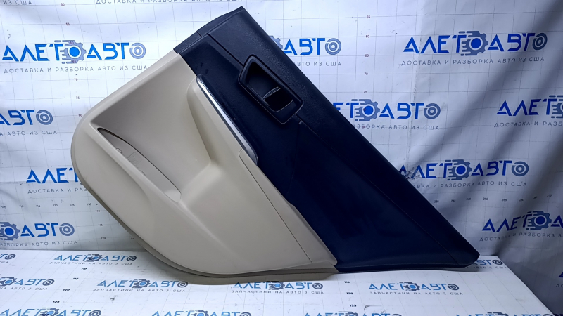 Door trim card rear right Toyota Camry v50 12-14 usa beige with black insert plastic, armrest beige rubber, scuffs, scratches
