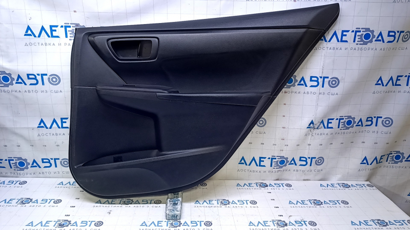 Door trim card rear right Toyota Camry v55 15-17 usa black with black insert plastic, armrest black rubber, scuffs, scratches