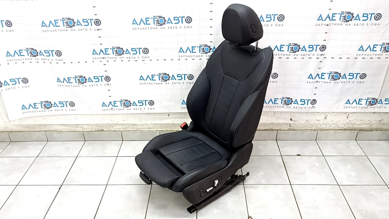 Driver's seat BMW X3 G01 18-21 without airbag, electric, heated, leather Vernasca black, gray stitching, leather defect
