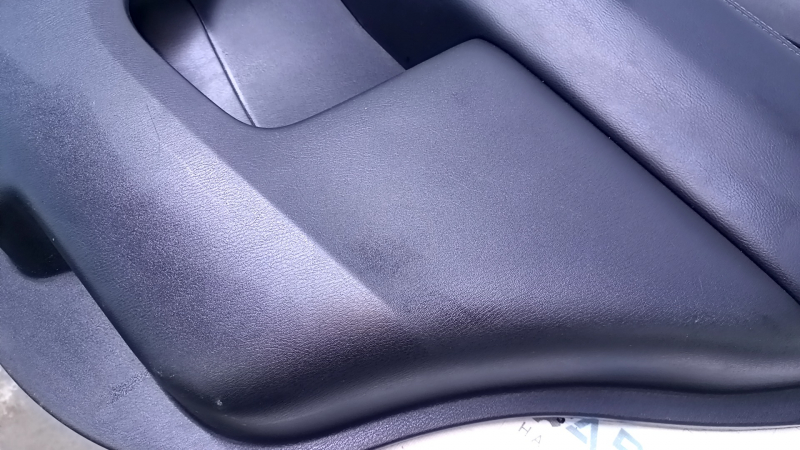 Door trim card rear right Nissan Pathfinder 13-20 black with black insert leather, armrest black leather, molding handle gray structure, scratches, abrasions, scuffs