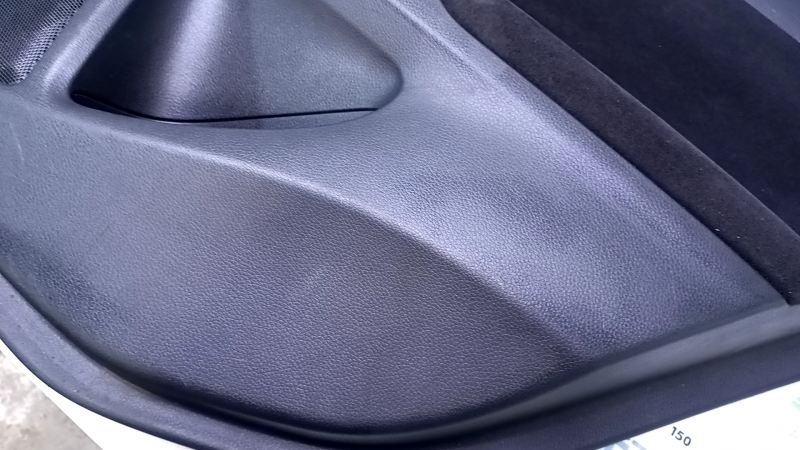 Door trim card rear right Nissan Altima 13-18 black with black insert cloth, armrest black cloth, handle molding black-gray gloss, scratches, dents, abrasions, scale
