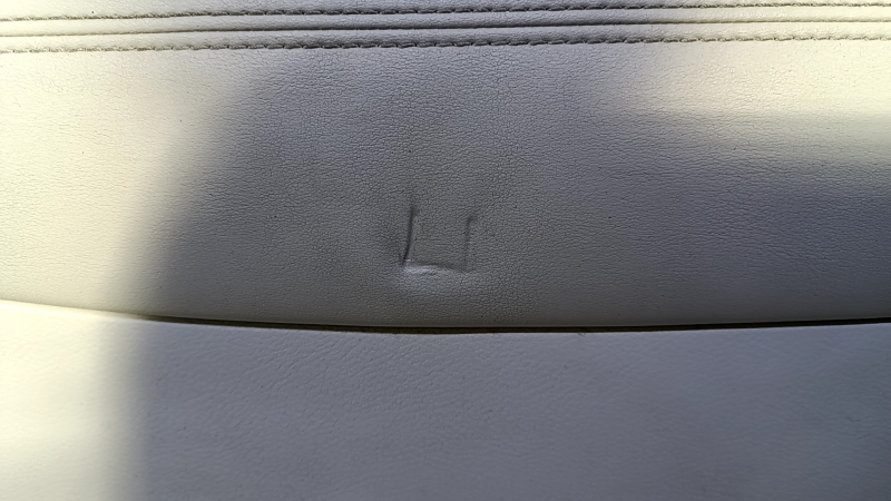 Door trim card rear right Infiniti Q50 14- gray with gray insert leather, armrest gray leather, molding gray structure, dents, scratches, abrasions, peeling coating on molding