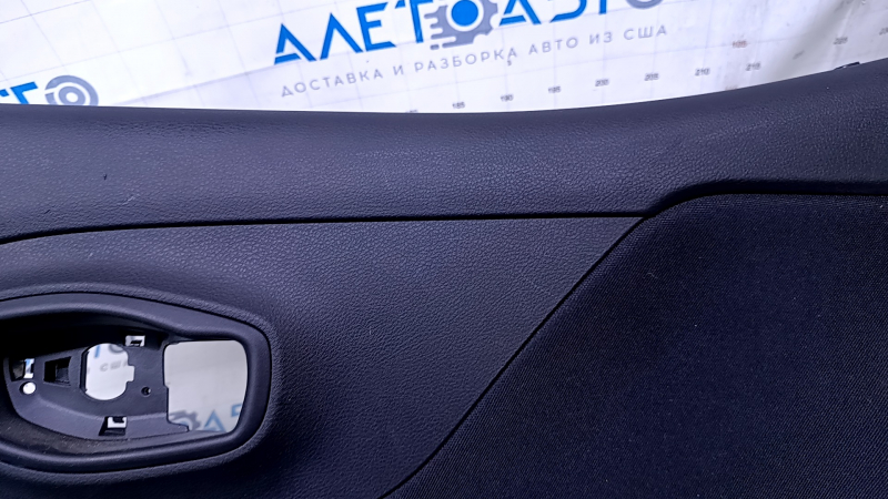 Door trim card rear right Jeep Renegade 15 - black with black insert cloth, armrest black cloth, under tweeter, speaker cover beige, scuffs, scratches