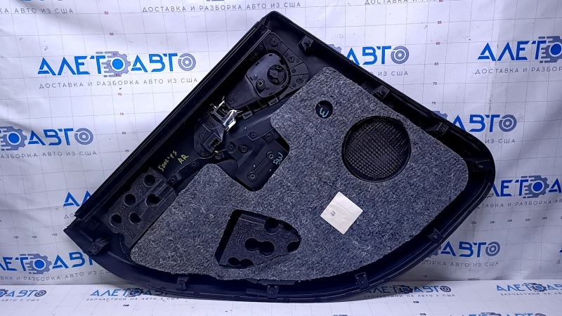 Door trim card rear right Fiat 500L 14- black with brown insert leather, armrest brown leather, scratches, abrasions, bumps