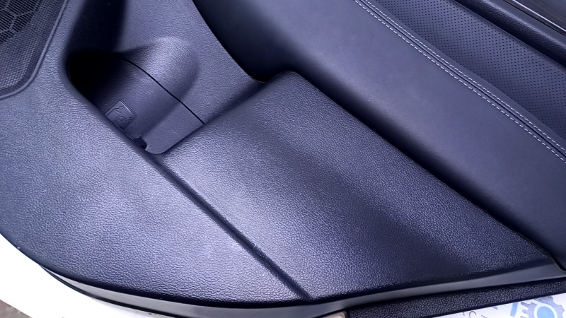 Door trim card rear right Subaru Legacy 15-19 black with black insert leather, armrest black leather, molding dark wood structure, scratches, abrasions