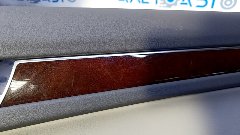 Door trim card rear right Audi A4 B8 13-16 rest black with beige insert leather, rubber armrest, molding under wood gloss, sedan, abrasions, scratches, scuffing, broken fastener