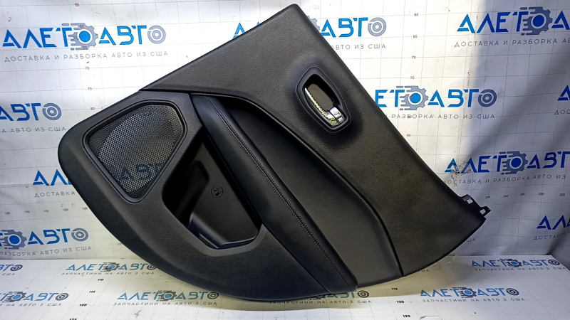 Door trim card rear right Jeep Compass 17- black with black insert leather, armrest black leather with black stitching, scratches, abrasions, bumps