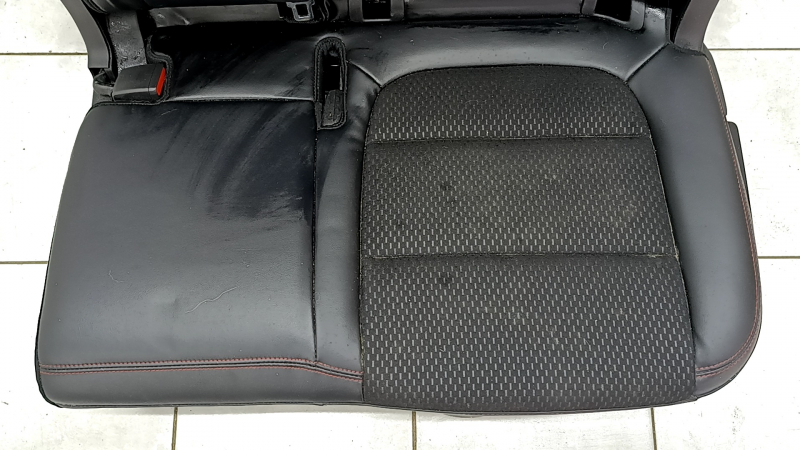 Rear seat left Ford Escape MK4 23- without airbag, mechanical, combined leather + cloth, black with red stitching, rusty runners, for dry cleaning, dented