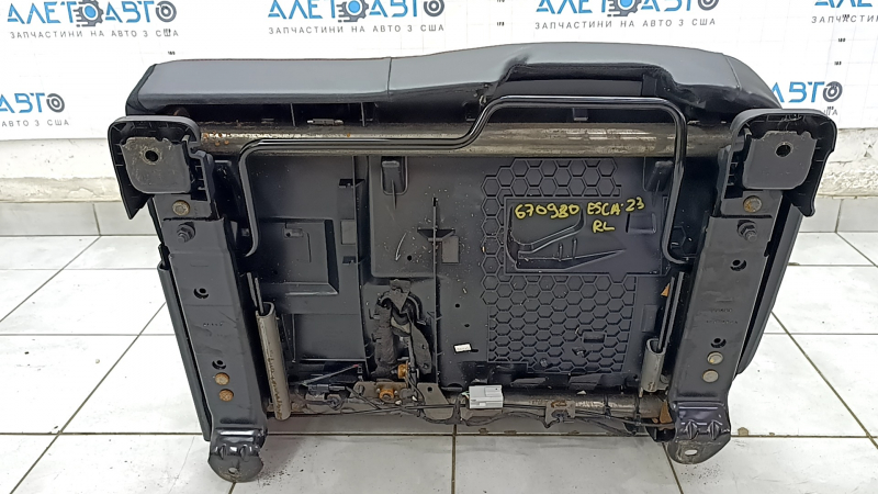 Rear seat left Ford Escape MK4 23- without airbag, mechanical, combined leather + cloth, black with red stitching, rusty runners, for dry cleaning, dented