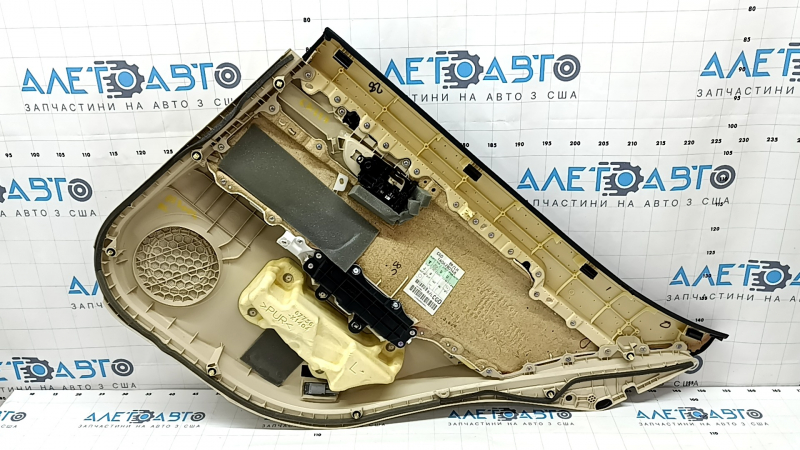 Door trim card rear left Lexus ES300h ES350 13-18 beige with black insert leather, armrest beige leather, molding under the tree, butts, whitened plastic, for cleaning