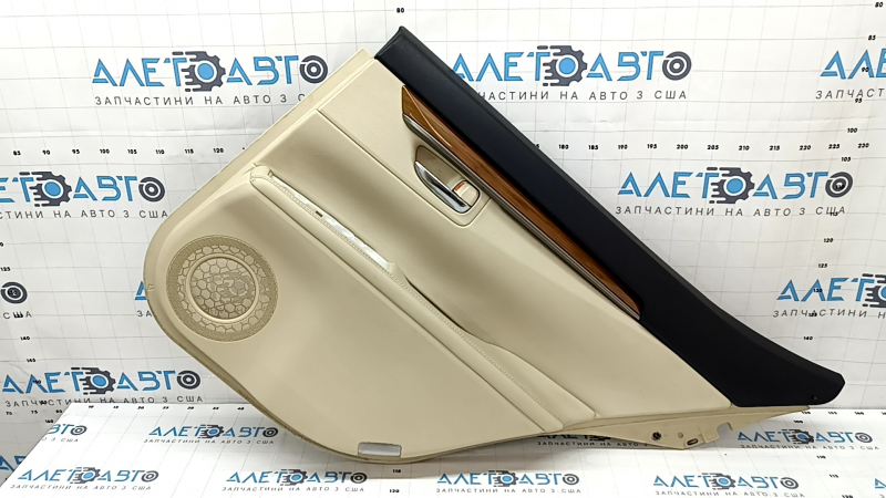 Door trim card rear right Lexus ES300h ES350 13-18 beige with black insert leather, armrest beige leather, molding under the tree, torn armrest, scratches, for dry cleaning