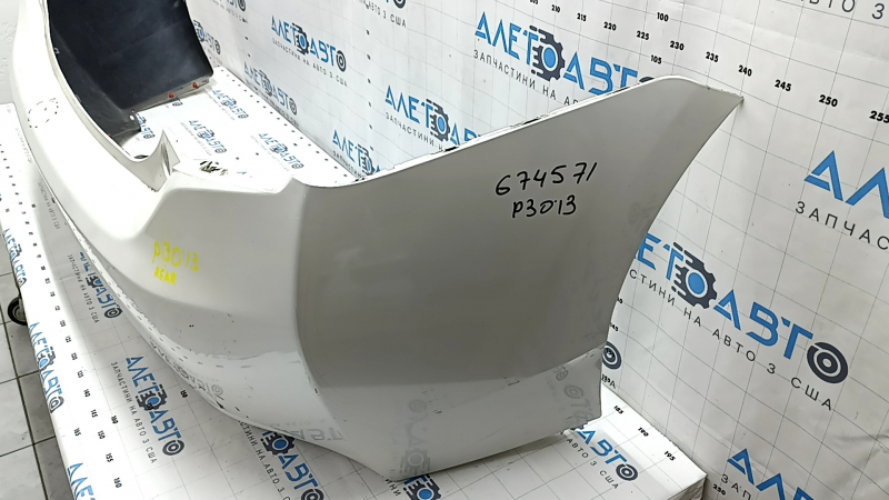 Rear bumper bare Toyota Prius 30 10-15 white, Taiwan, dented, torn, worn, broken fasteners, scratches