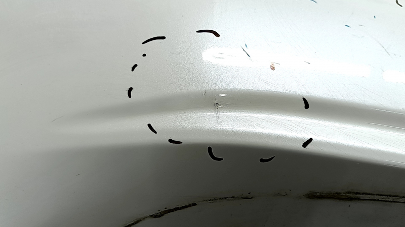 Rear bumper bare Toyota Prius 30 10-15 white, Taiwan, dented, torn, worn, broken fasteners, scratches