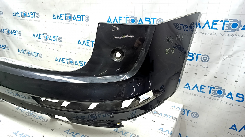 Bare rear bumper upper part Audi Q5 80A 18-20 for parking sensors, black, with fastening, broken fastenings